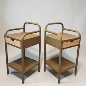 Paire de chevets  haut vintage en métal couleur ocre