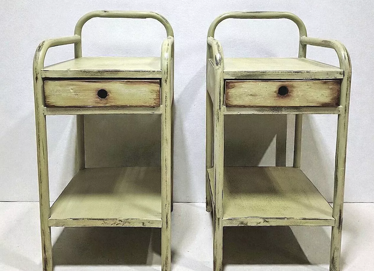 Paire de chevets anciens en metal vert clair – Image 7