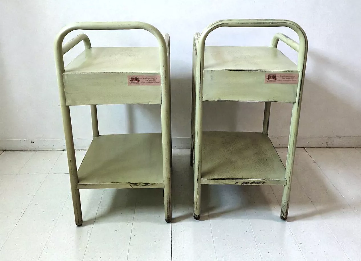 Paire de chevets anciens en metal vert clair – Image 8