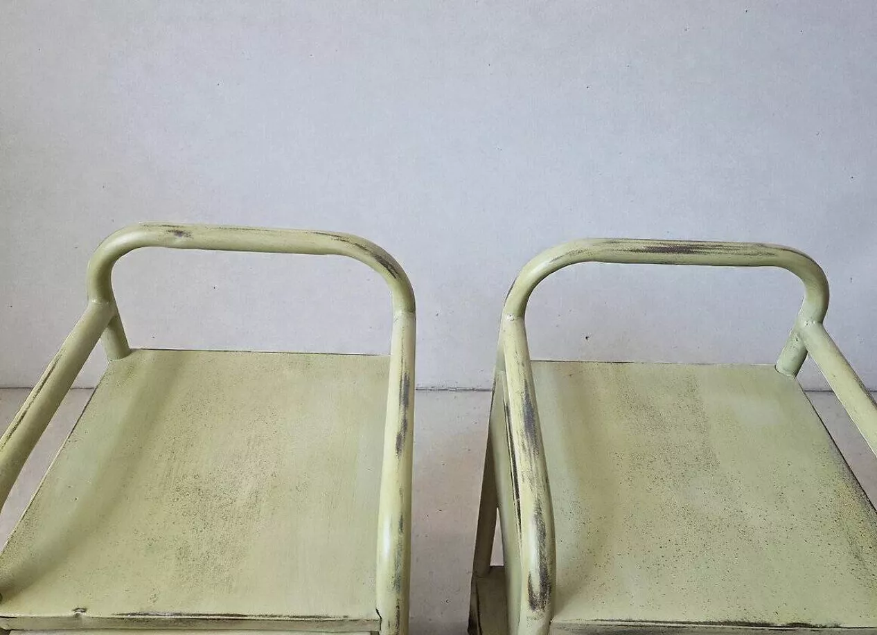 Paire de chevets anciens en metal vert clair – Image 5