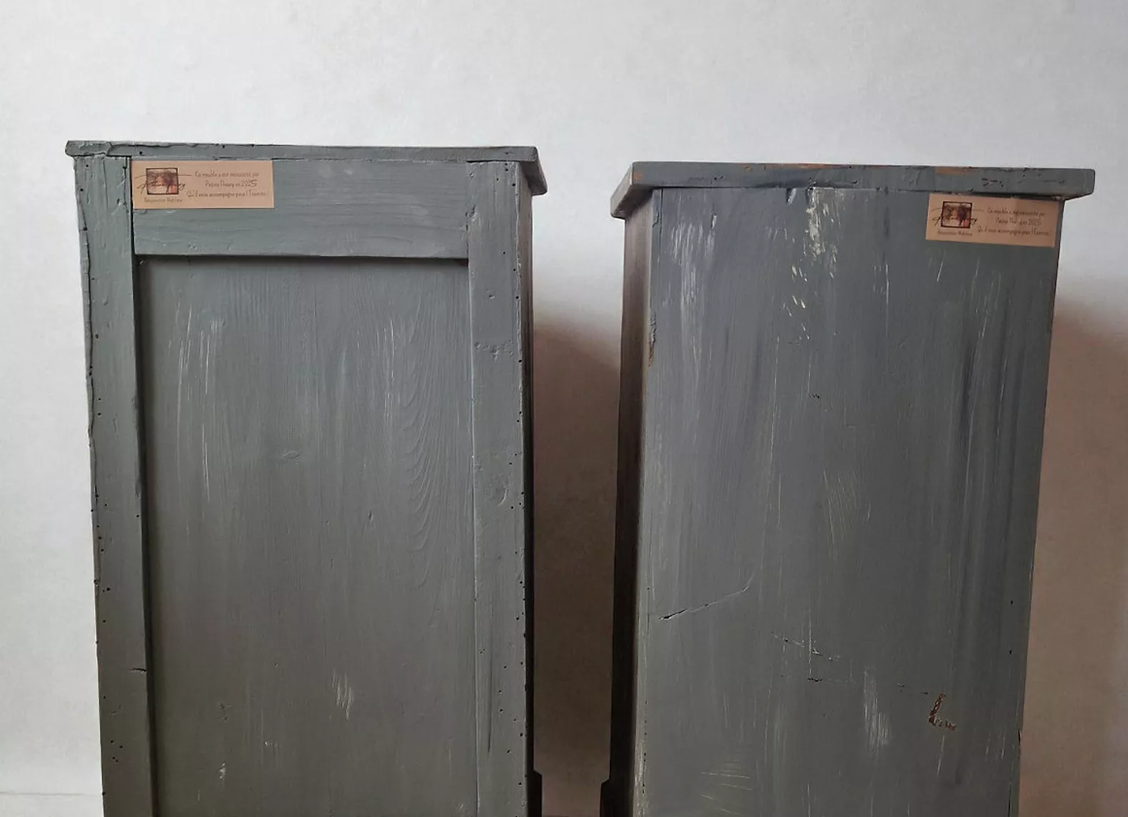 Paire de chevets anciens en bois Louis Philippe patinés vert foncé – Image 9