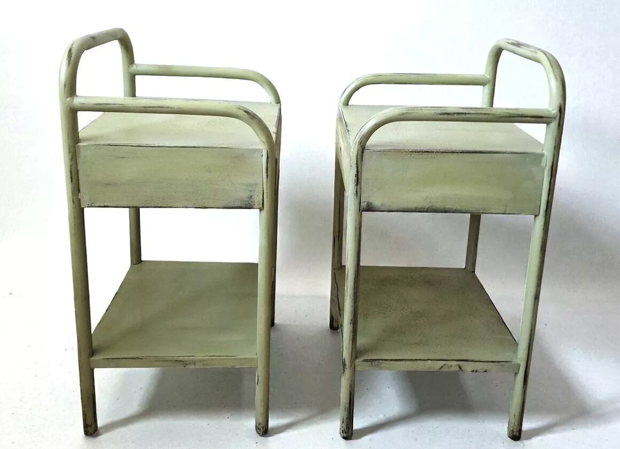 Paire de chevets anciens en metal vert clair – Image 3