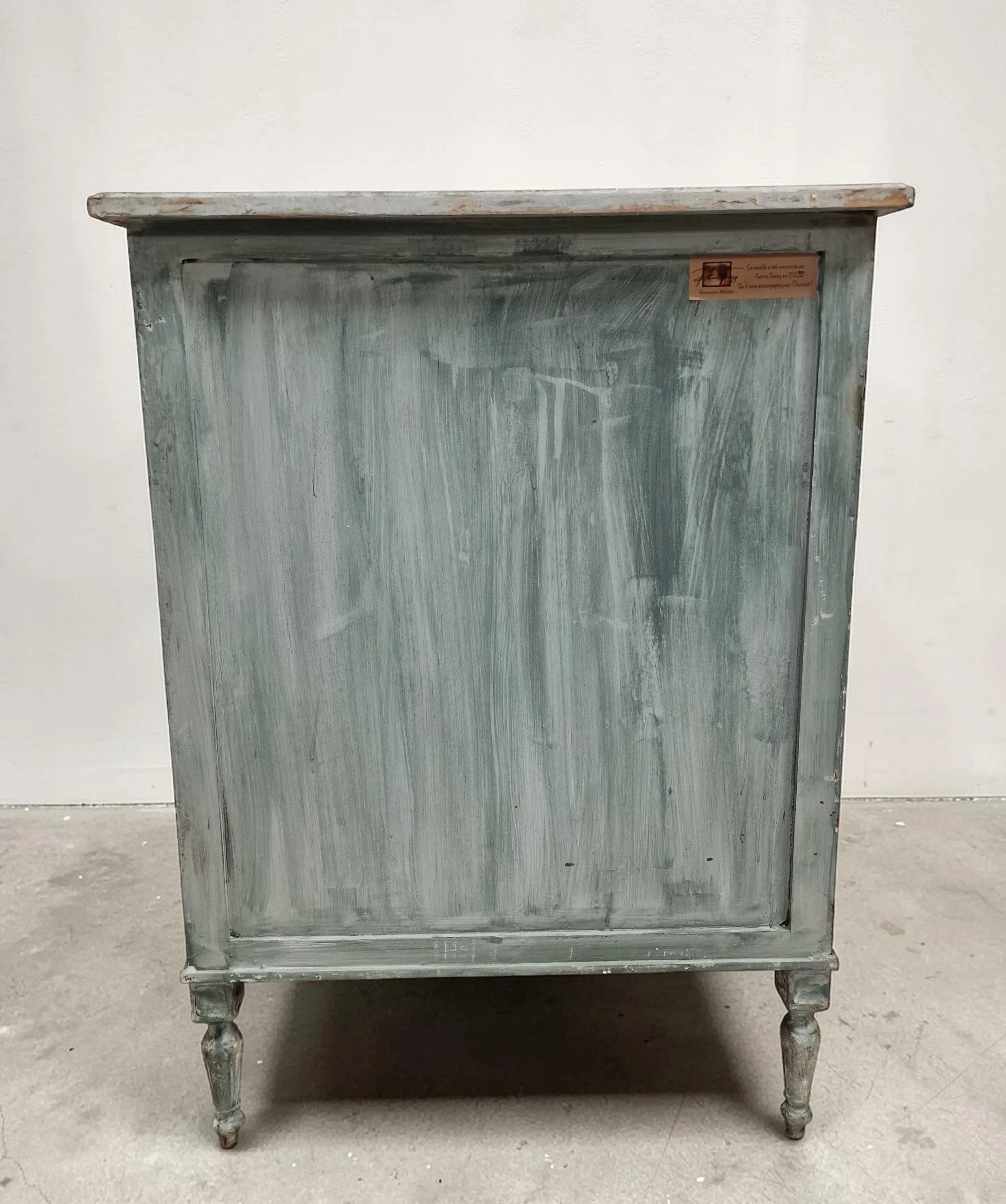 Semainier / chiffonnier ancien patiné gris vert – Image 10