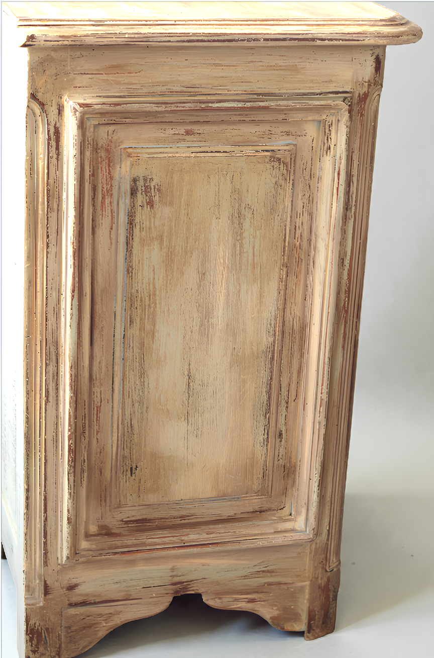 Commode ancienne de style Louis XV patinée beige et ocre – Image 8